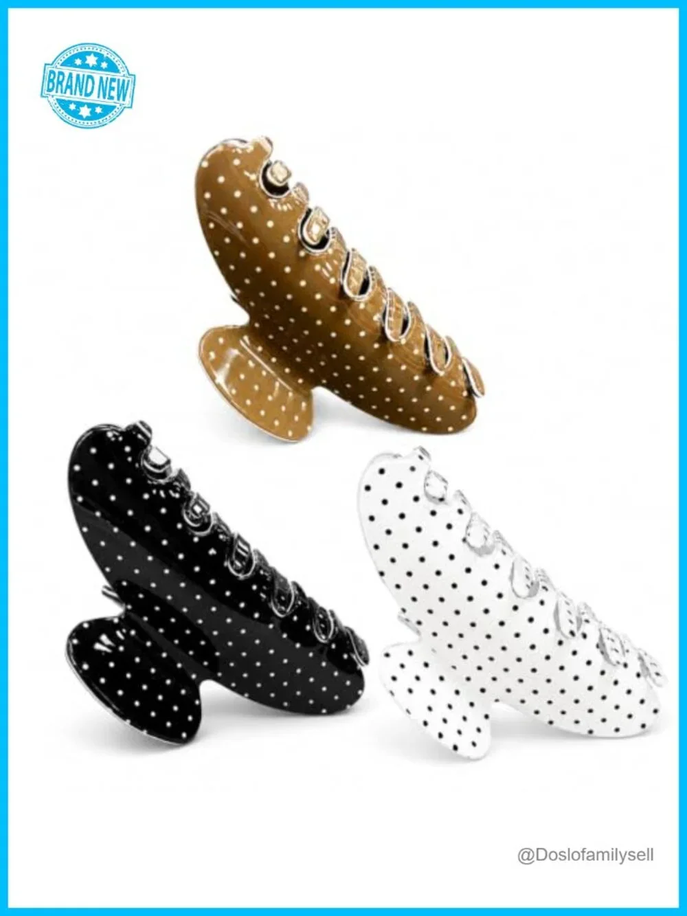 Acrylic French Polka Dot Claw Hair Clips Set for Women Non-Slip Spring